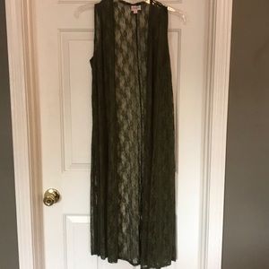 Olive green lace LuLaRoe Joy vest